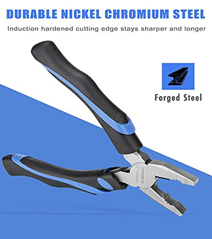 URASISTO 8-Inch Linesman Pliers with Rubber Grip Handle, Portable Home Hand Tools - size: 8" Linesman Pliers