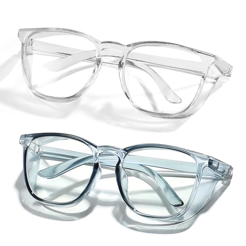 Safety Glasses Anti Fog Goggles Protective Eyewear Blue Light Blocking Anti Dust UV Protection Glasses For Men Women - color: Transparent Blue+transparent