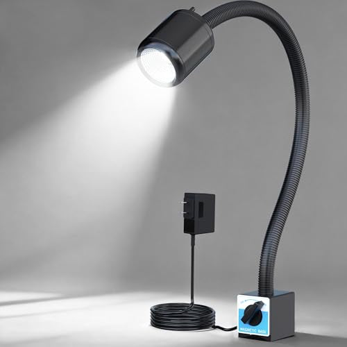 Magnetic Machine Work Light, IP65 Water Proof Flexible Gooseneck Lamp 1000 Lumens 110V for Lathe Milling Drill Press Industrial Lighting… - size: 10W Work Light + Magnetic Base