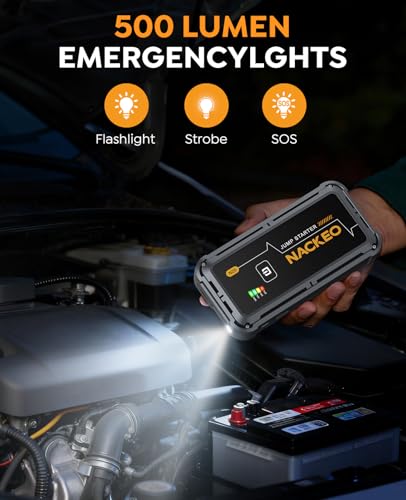 Car Jump Starter 7000A Car Battery Jump Starter Portable Pack for Up to All Gas and 10.0L Diesel Engine 12V Jump Box, Jump Pack, Battery Booster with Jumper Cable, Lights,Storage Case, Compact - size: 7000A