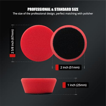 SPTA Red T10 Mini Ultra-Fine Finishing Foam Polishing Pads, 5Pcs 2inch/50mm Sponge Polishing Buffing Pads, Car Foam Detail Polishing Pad Kit for Car Detail Polishing, Small Area Polishing -FPTSS2R - color: 5Pcs Red T10 Ultra-Fine Finishing Pad, size: 2 In