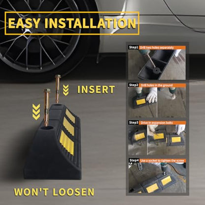 Parking Stopper for Garage Floor, Heavy Duty Rubber Car Wheel Curb Stoppers Bumpers Block for Your Vehicle, Parking Aid Gadgets Tire Stops for Home Garage Wall, Parking Lot & Driveway 1 Pack - size: 3.5''Height1Pack