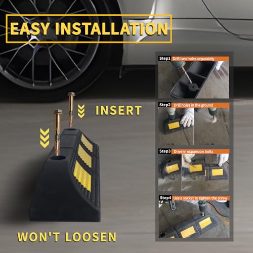 Parking Stopper for Garage Floor, Heavy Duty Rubber Car Wheel Curb Stoppers Bumpers Block for Your Vehicle, Parking Aid Gadgets Tire Stops for Home Garage Wall, Parking Lot & Driveway 2 Pcs - size: 3.5''Height2Pcs