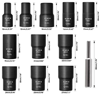 XEWEA 12PCS Lug Nut Remover Set, 1/2-Inch Drive Stripped Wheel Lock Removal Extractor Twist Socket Kit for Removing Damaged, Frozen, Rusted, Studs, Rounded-Off Bolts Nuts Screws - color: 12pcs 1/2" Drive