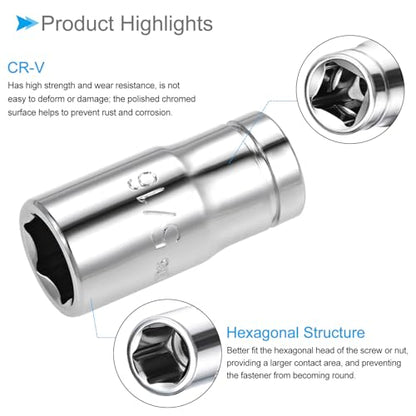 6-Point Socket, 1/4" Drive 5/16" Deep, Polished Chromed CR-V SAE Standard Shallow Impact Socket - (Applications: for Ratchet Torque Electric Wrenches Car Repair), 2-Pieces - size: 5/16"