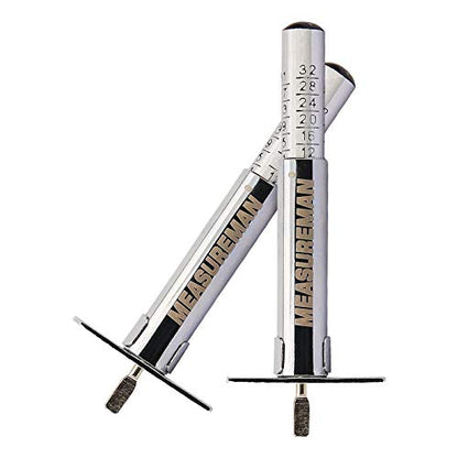 MEASUREMAN Solid Brass Body Tire Tread Depth Gauge, 0-32nd, Aluminum Slide - size: Aluminum Slide