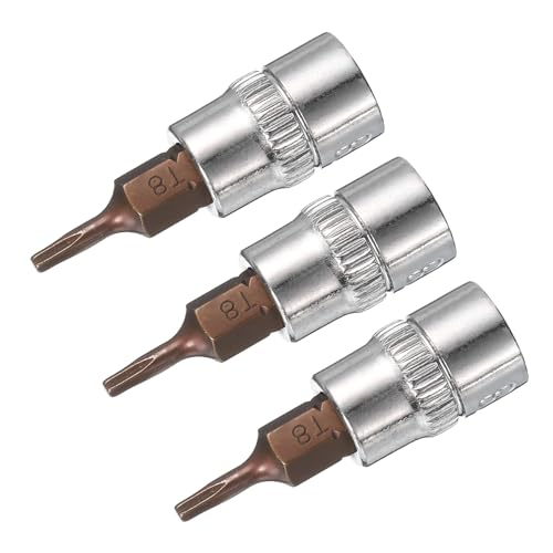 uxcell 3pcs 1/4" Drive x T8 Torx Bit Socket, S2 Steel Bits CR-V Sockets 38mm Length Use with Ratchet Wrench, Slide Bar, Extension Rod - size: T8