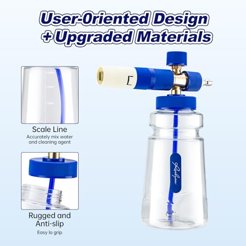 REALYOU Foam Cannon, Foam Cannon for Pressure Washer with 1/4 Inch Quick Connector, Additional 1.1mm Orifice Nozzle and 1L Bottle