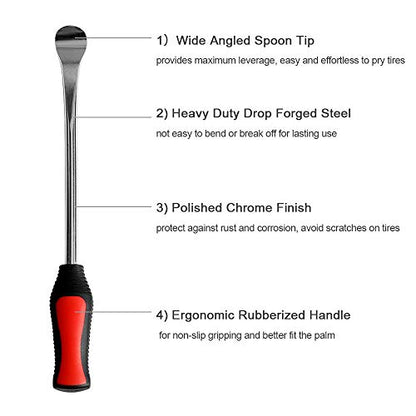 Asooll 11.5" Tire Spoons Set Motorcycle Dirt Bike Tire Changer Levers Kit | Tire Iron Repair Tool with 3 Rim Protectors for Motorcycle,Bike, Lawn Mower & Bicycle Tire Changing - size: 3*11.5”
