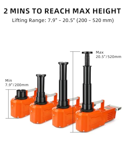 Electric Car Jack 15 Ton, 12V Heavy-Duty Hydraulic Jack with LED Light, Electric Floor Jack for Truck SUV RV Van, Lifting Range 7.9–20.5 Inches - color: 15T Orange Mentallic - Jack only