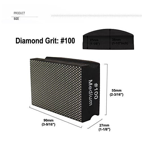 SHDIATOOL 2PCS Diamond Hand Polishing Pads 100 Grit for Glass & Tile | Ideal for Edge Shaping & Scratch Removal | Comfortable Foam Grip | For Ceramic, Marble & Granite| Smooth Hand Finishing - style: Grits 100