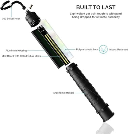 NEIKO 40464A Cordless LED Work Light, Multipurpose Portable Light with 350 Lumens, 5 Hours of Run Time, and 4,000-mAh Rechargeable Li-Ion Battery