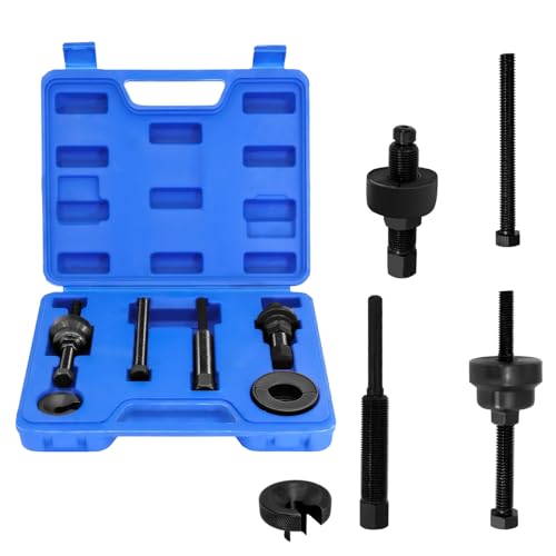 Power Steering Pulley Puller Remove Install Tool Compatible with Most Domestic Vehicles, Ford, GM, VW, Chrysler, Vacuum Pump Pulleys Installation Remover Tool Set Disconnect Tool Screw Set