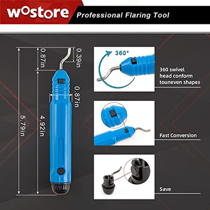Wostore Flaring Tools Set 2 Flaring Bar for 15 Dies Sizes Eccentric Cone Refrigeration HVAC with Tube Cutter and Reamer - size: 15 Sizes Flare Tool