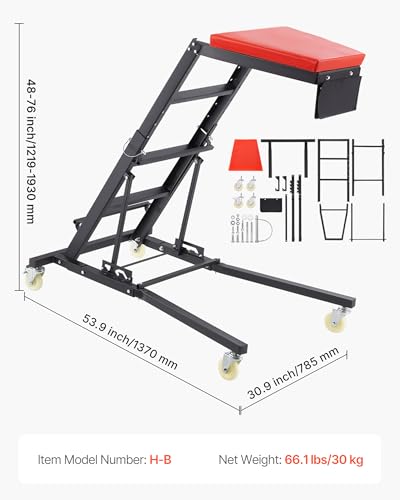 VEVOR Automotive Topside Creeper, 400 LBS Capacity High Creeper with 48" to 76" Adjustable Height, 4 Swivel Caster Wheels, Heavy Duty Automotive Engine Creeper, Ideal for Auto Repair and Maintenance - size: 48-76 inch, style: H