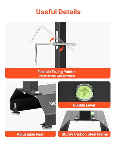 VEVOR Motorcycle Wheel Balancer, Tire Balancer & Truing Stand with Adjustable Centering Cones and Truing Pointer, Balancing Tools for Sport & Dirt Bikes, Hollow Axle Wheels - style: Hollow Axle