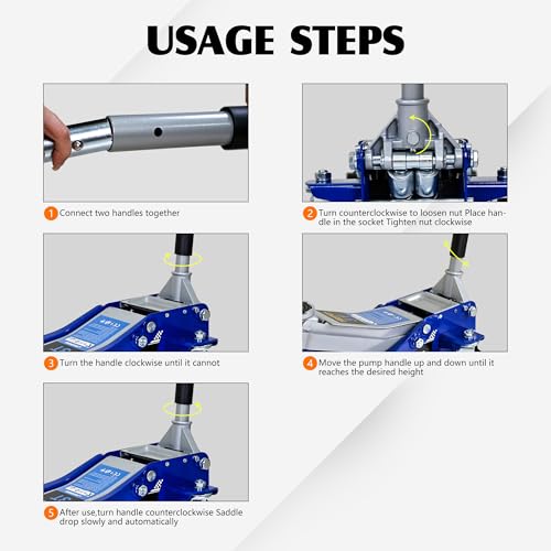 3 Ton Low Profile Hydraulic Floor Jack, Heavy Duty Steel Dual Piston Quick Lift Pump, CE Certified - size: 3T - Low Profile (3.1" Min Height)