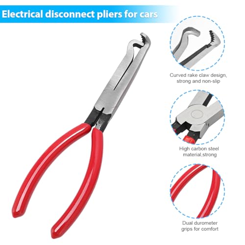 4PCS Electrical Disconnect Pliers for Car, 37960 Straight 13120 37980 60° Vehicle Circuit Connector Separator Tool with Non-Slip Handle, Fuel Line Clip Pipe Pliers, Universal Fit