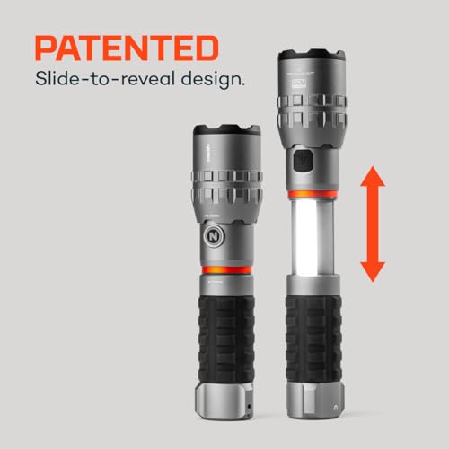 NEBO SLYDE King 4K Flashlight | Powerful 4000 Lumen LED Flashlight & 1000 Lumen COB Work Light, USB Rechargeable, IPX7 Waterproof, Magnetic Base, Zoomable, Super Bright Tactical Handheld Light - Gray - color: 4000 Lumens- Gray