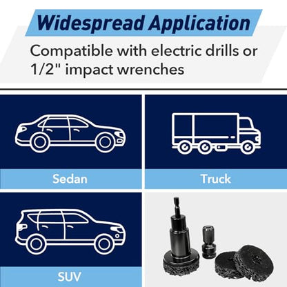 9 PCS Wheel Hub Cleaning Tool, Brake Hub Cleaning Kit Includes 5 Pads, Compatible with Electric Drills or 1/2" Impact Wrenches, Suitable for Car & Truck - color: 9-PACK