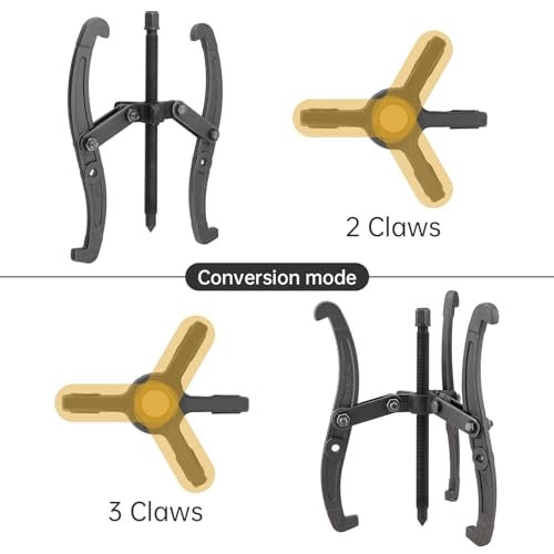 ChgImposs 14 Inch 2 Jaw / 3 Jaw Gear Puller, Multifunction Standard Carbon Steel Bearing Puller with 4 Single Hole Claw Pullers for Car/Mechanical Repairing - size: 14Inch