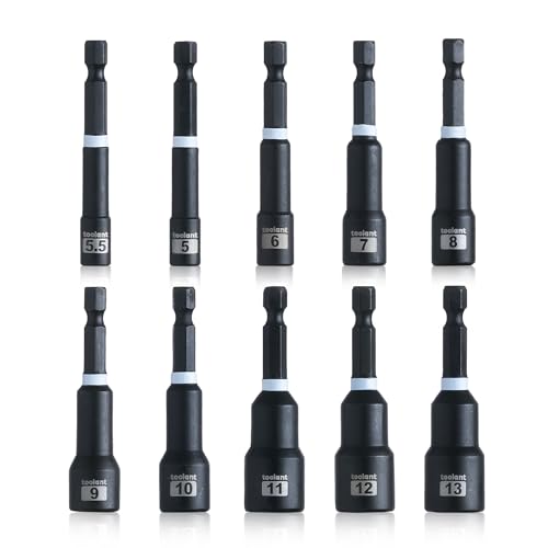 toolant Magnetic Nut Driver Set, 10pcs Metric Impact Driver Bit Set, 5~13mm Nut Driver, 1/4'' Quick Change - style: 10pcs Metric