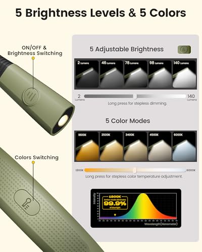 Glocusent Bendable Neck Light, 100Hrs Long Lasting Rechargeable Book Light, 5 Colors & Stepless Dimming Reading Light - Perfect Book Lights for Reading at Night, Knitting, Book Lovers Gifts - color: Green