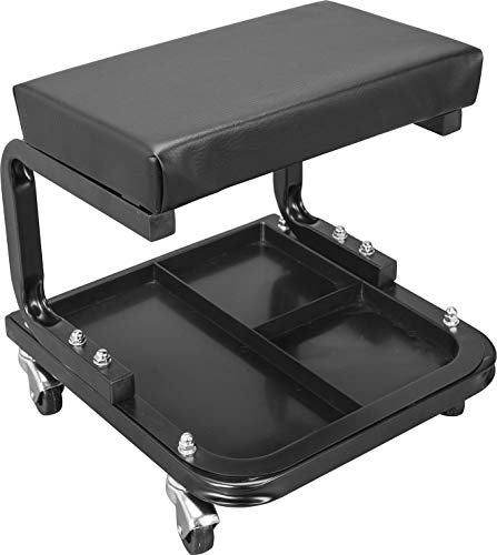 Torin ATR6300B Rolling Creeper Garage/Shop Seat: Padded Mechanic Stool with Tool Tray Storage, Black Large - style: Creeper seat-250lbs-Black