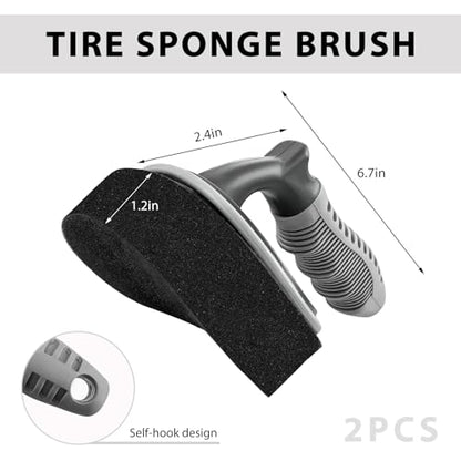 2 PCS Car Tire Shine Applicator, High-Density Sponge Tyre Dressing Applicator Pad with Curved Handle, Reusable Wheel Polishing Brush Auto Detailing Foam for Applying Tire Shine - color: 2pcs