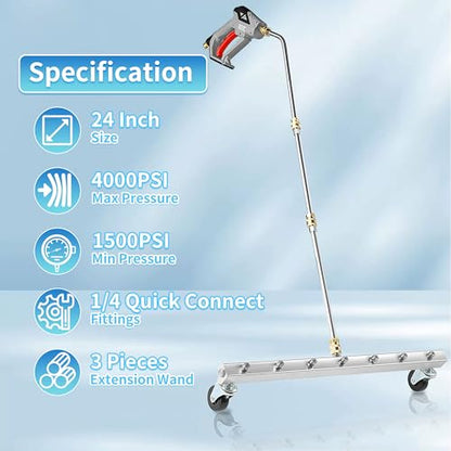 M MINGLE 24” Undercarriage Pressure Washer Attachment | Undercarriage Sprayer with 7 Nozzles, Under Car Washer with 3 Pieces Extension Wand, 4000 PSI - size: 24 Inch