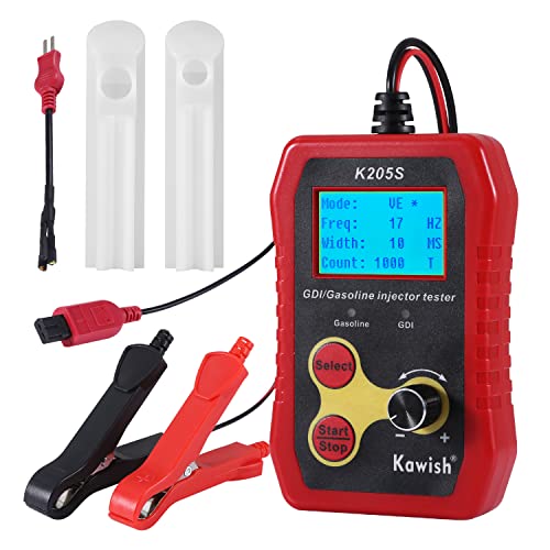Fuel Injector Tester Kit, Automotive GDI Injector Tester 12V Vehicle Fuel Injector Adapter Cleaner with LCD Display for Car Gasoline Tseter and Cleaning