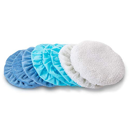 Mudder 20 Pieces Car Orbital Buffer Polisher Pad Bonnet 5-6 Inches Polishing Pad Buffing Pads Cover Microfiber Wax Bonnet - color: Blue, size: 5-6 Inches