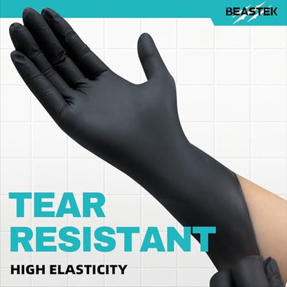 Beastek Nitrile+™ 4 Mil Disposable Exam Gloves, Latex & Powder-Free Medical Food Safe Glove for Cooking Cleaning, Black 100Ct - color: 1000 Black (Small)