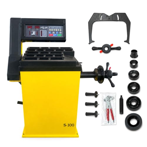 Wheel Balancer with Laser Indicator & LED Work Light, 10-24" Rim, Manual Input, Dynamic/Static/ALU Modes, 0.25KW Pure Copper Motor, 110V for Professional Tire Shop & Garage