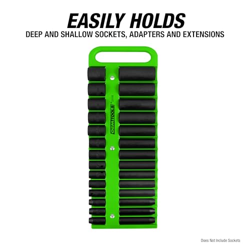 OEMTOOLS 23118 1/2" Drive Portable Magnetic Socket Organizer, Sockets Organizer, 1/2 Inch Socket Organizer, Green - style: 1/2 Inch Drive