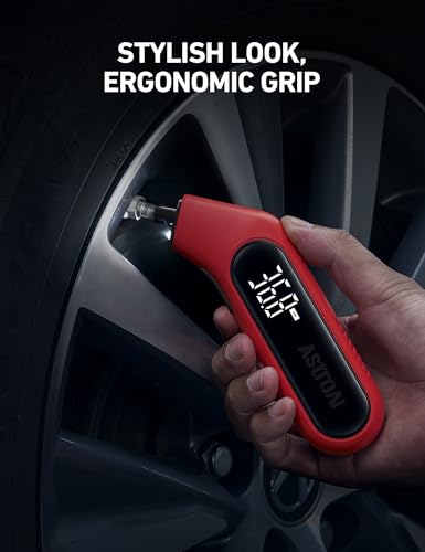 AstroAI Digital Tire Pressure Gauge 3-300PSI Calibrated to ANSI B40.7 Grade 2A (0.5%), Backlight and Flashlight, Presta Valve Adaptor Included, 4 Units, AAA Batteries, Red, 2Pack - color: Red, size: 2 Pack