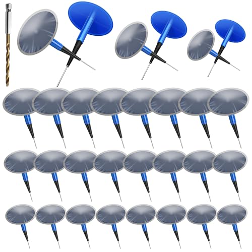 Tire Repair Patch Plug Kit, 24P Mushroom Tire Plug Patch | with Hex Shank Drill Bit for Car (1.41" / 1.81" / 2.36")