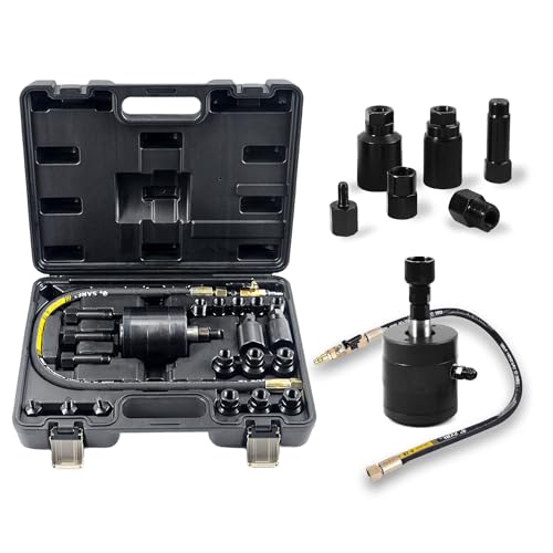 Angchun Pneumatic Puller Set for Injector, 22PCS Diesel Tools Pneumatic Injector Puller with Various Adapters, Pneumatic Diesel Injector Extractor Tool Diesel Injector Puller Set for Diesel Engines - color: black