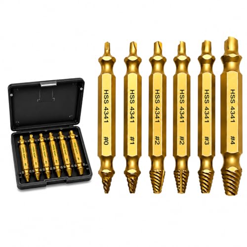 Damaged Screw Extractor Set, Bolt Extractor Kit for Stripped Screws Nuts and Bolts, Easy Removal Drill Bit Tool with Storage Case, Ideal Gifts for Men Dad Husband Boyfriend (Gold) - color: Gold