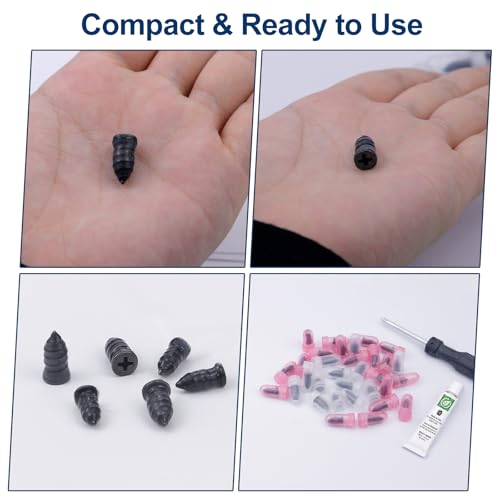 72 PCS Tire Repair Rubber Nail Kit, Vacuum Tire Repair Kits Spiral Rubber Screws, Quick Self-Service Tool for Car, Truck, Motorcycle, Tractor Tire Puncture Repair (72 PCS Screwdriver included)