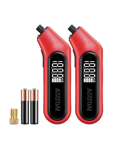 AstroAI Digital Tire Pressure Gauge 3-300PSI Calibrated to ANSI B40.7 Grade 2A (0.5%), Backlight and Flashlight, Presta Valve Adaptor Included, 4 Units, AAA Batteries, Red, 2Pack - color: Red, size: 2 Pack