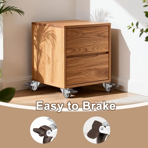 Nefish 4 Pack 1" Small Caster Wheels for Furniture Low Profile Soft Rubber Casters Swivel Plate Castors Rolling Smooth, Load Capacity 100 Lbs for Set of 4 (2 with Brake and 2 Without) - style: 1 IN (4 Pack)