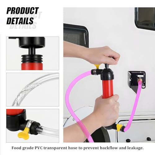 Car Liquid Transfer Pump, Multi-Use Manual Vehicle Transmission Fluid Pump Kit with Air Hose & Clamp, Automotive Gas Oil Transfer Tool, Universal for SUV Caravan Truck