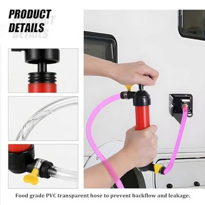 Car Liquid Transfer Pump, Multi-Use Manual Vehicle Transmission Fluid Pump Kit with Air Hose & Clamp, Automotive Gas Oil Transfer Tool, Universal for SUV Caravan Truck