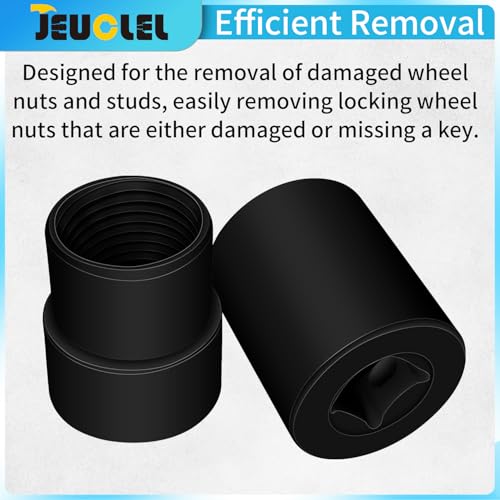 2PCS 1/2" Drive Emergency Lug Nut Remover Socket, Twist Locking Wheel Nut Socket Set for Stripped Lug Nut Removal 13/16" & 1" Compatible with Most Vehicles for Keyless Locking Nut Removal
