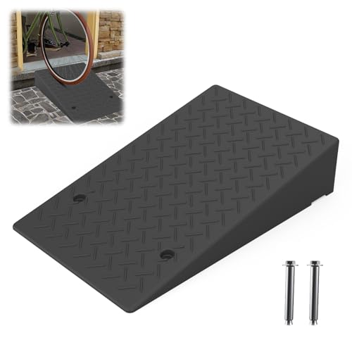 Rubber Threshold Ramp 5.12 Inch Rise, Wheelchair Rubber Door Ramp with Non-Slip Surface, Home Step Ramp with Channel for Wheelchairs/Cars/Scooters (1PCS, 2200LBs Loading) - size: 5.12IN-1PC