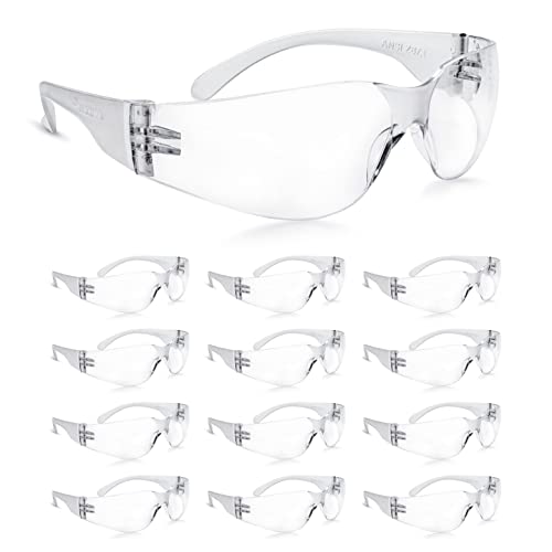 amoolo Clear Safety Glasses Bulk of 48, Protective Eyewear for Men Women, ANSI Z87.1 Impact Resistant Eye Protection for Work, Lab, Construction - color: Clear, size: Adult's Size - 48 Pack