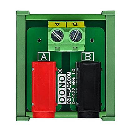 Banana Jack Breakout Board Module (1x2 Positions, DIN Rail Mount) - size: 1x2 Positions, style: DIN Rail Mount