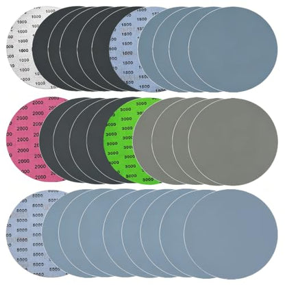 100PCS 6 Inch Wet Dry Sanding Discs for Dremel Tool Accessories,1000/1500/2000/3000/5000 Grit Hook and Loop Sandpaper Used for Random Orbital Sander,Metal,Resin Polishing - size: 6Inch-100PCS