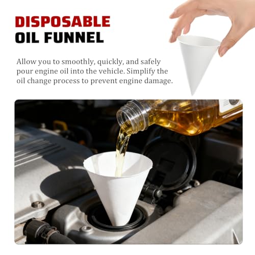 25PCS Disposable Car Paper Funnel, 6oz Vehicle Engine Oil Cone Shaped Vehicle Funnels Dispenser, Foldable Spill Free Automotive Paper Dispenser, Universal for SUV Automobile Truck - color: 25PCS